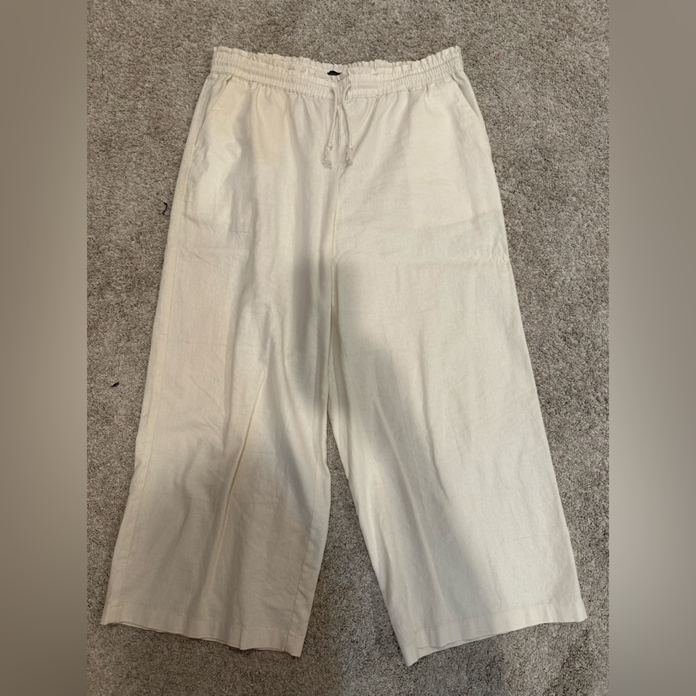 JCrew Factory Linen Wide Leg Drawstring Pants